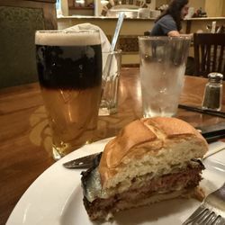Mcginty's Wood Oven Pub - Half & half beer, and half my burger!