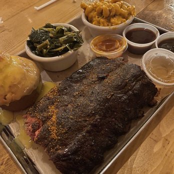 Uncle Bo's Slow-n-Low - Baby Back Rib Dinner with Jalapeño Mac, Collard Greens and Corn Muffin - Barbeque Near Me - Elyria, Ohio