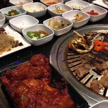 Jong Ga House - Banchans & a killer round of meats. After the 1st round it was time to change the grill. - Korean Near Me - Oakland, California
