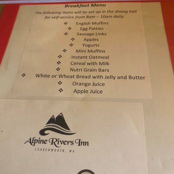 Alpine Rivers Inn - Menu - Hotels Near Me - Leavenworth, Washington