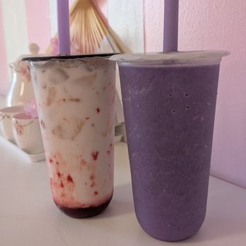 Bubble Cafe Express - Snowy Blossom and Purple Sweet Potato Smoothie - Bubble Tea Near Me - Stockton, California