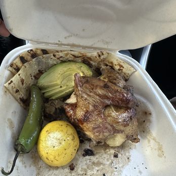 Chicken N Pickle - Quarter chicken with house rub (to go so it slid around, but was delicious!) - Pickleball Near Me - Allen, Texas