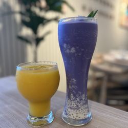 Manam - Mango shake and ube sago (purple yam shake with mini taro balls)