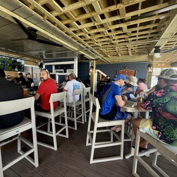 Jolly Roger Pub & Marina - Bar area in first floor; lots of shade - Seafood Near Me - Ocracoke, North Carolina Jolly Roger Pub & Marina - Bar area in first floor; lots of shade - Seafood Near Me - Ocracoke, North Carolina