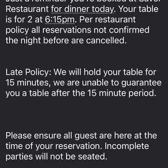 Savor Restaurant - Text from Savor regarding reservation. - Seafood Near Me - Carmel, Indiana Savor Restaurant - Text from Savor regarding reservation. - Seafood Near Me - Carmel, Indiana
