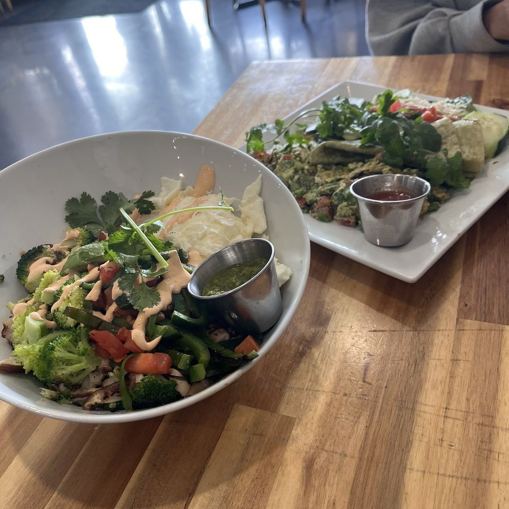 Naked Cafe - Harmony Bowl and Pesto Scramble - Breakfast & Brunch Near Me - Encinitas, California Naked Cafe - Harmony Bowl and Pesto Scramble - Breakfast & Brunch Near Me - Encinitas, California