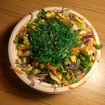 Hula - My go-to order: rice, salmon, tuna, lettuce, cucumbers, carrot, edamame, corn, red cabbage, mango, house sauce, extra seawood salad - Poke Near Me - San Antonio, Texas Hula - My go-to order: rice, salmon, tuna, lettuce, cucumbers, carrot, edamame, corn, red cabbage, mango, house sauce, extra seawood salad - Poke Near Me - San Antonio, Texas