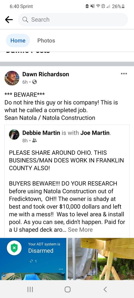 Slide of Natola Construction