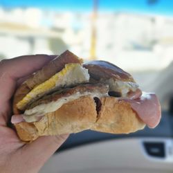 Plaza Donuts - Number 3. Ham, cheese, egg & sausage.