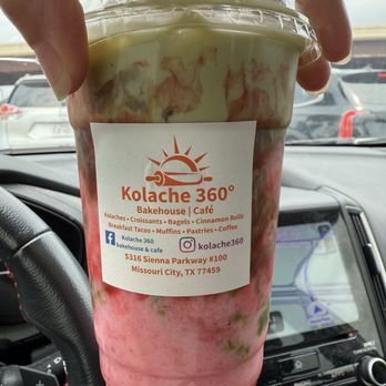 Kolache 360 - Strawberry matcha latte - Coffee & Tea Near Me - Missouri City, Texas Kolache 360 - Strawberry matcha latte - Coffee & Tea Near Me - Missouri City, Texas