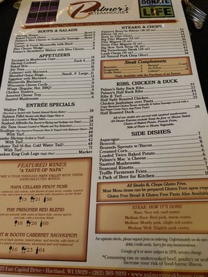 Menu photo 7 Palmer's Steakhouse Hartland, WI Menu photo 7 Palmer's Steakhouse Hartland, WI