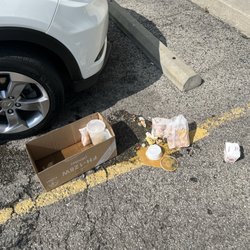 China House - This is a picture of my large order that fell off the hood of my car. Most of it had been cleaned up at this point...
