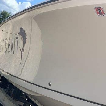 Deck Hands Mobile Boat Detailing - This is a photo of the hull after oxidation and yellow hue was removed with a buffing compound and then waxed! - Auto Detailing Near Me - Leander, Texas
