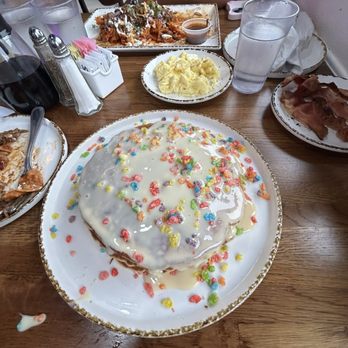 Madres Brunch - Fruity Pebble pancakes- ( I forgot the name but if you read the description on the menu you will be able to find it...) - Breakfast & Brunch Near Me - Bellflower, California