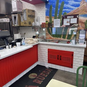Tacos La Rueda - Order/pick up counter Store front was clean and tidy - Tacos Near Me - Bellflower, California