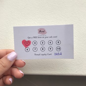Thread - Loyalty card, free brow on 10th visit - Eyebrow Services Near Me - Fresh Meadows, New York Thread - Loyalty card, free brow on 10th visit - Eyebrow Services Near Me - Fresh Meadows, New York