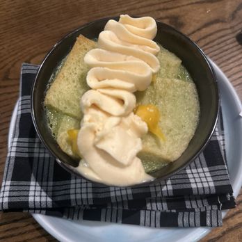 Lineage - Pandan Bread Pudding - Asian Fusion Near Me - Wailea, Hawaii Lineage - Pandan Bread Pudding - Asian Fusion Near Me - Wailea, Hawaii