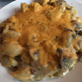On The Clock Bar & Grill - Burger Mac with sautéed onions, mushrooms, tomatoes and black olives! Highly recommend perfect comfort food! - American Near Me - Milwaukee, Wisconsin