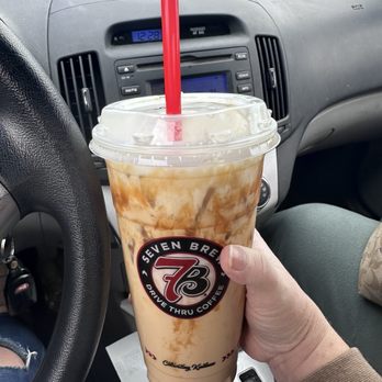 7 Brew Coffee - Banana bread blondie with Carmel drizzle and cold foam. - Coffee & Tea Near Me - Arnold, Missouri 7 Brew Coffee - Banana bread blondie with Carmel drizzle and cold foam. - Coffee & Tea Near Me - Arnold, Missouri