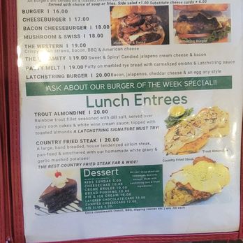 Latchstring Restaurant - Menu #1 - New American Near Me - Lead, South Dakota