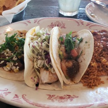 El Camino - Steak, fish and shrimp tacos. This is the 3 taco combo with rice and beans. Come hungry, leave happy. - Cocktail Bars Near Me - Delray Beach, Florida El Camino - Steak, fish and shrimp tacos. This is the 3 taco combo with rice and beans. Come hungry, leave happy. - Cocktail Bars Near Me - Delray Beach, Florida