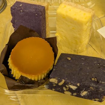 Cafe 86 - Top (L-R): Ube Butter Bars. Mais Con Yelo Bar. Bottom (L-R): Ube Leche Flan Cupcake, Ube Cashew Brownie - Desserts Near Me - West Covina, California