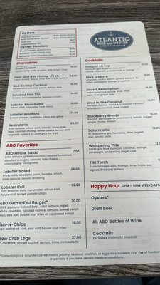 Menu photo 4 Atlantic Beer & Oyster Winter Park, FL