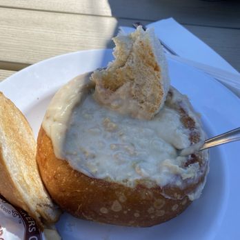 Mersea's - Clam chowder in bread bowl - Bars Near Me - Avila Beach, California Mersea's - Clam chowder in bread bowl - Bars Near Me - Avila Beach, California