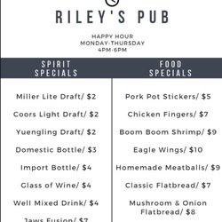 Riley’s Pub-Valleybrook Country Club - Happy Hour Menu