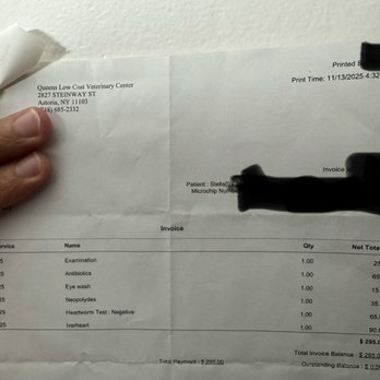 Queens Low-Cost Veterinary Center - Receipt of heartworm test and heartworm medicine on November, 13 2025 - Veterinarians Near Me - Astoria, New York