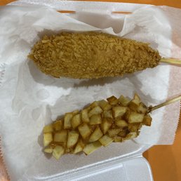Mozzarella cheese hotdog and potatoes hotdog