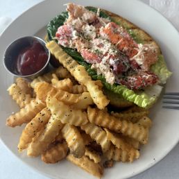 Delicious Lobster Roll and Fries