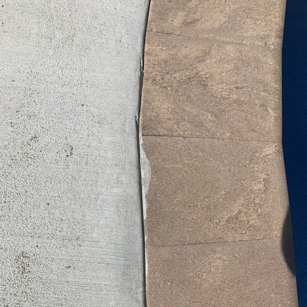 Concrete on coping pavers Concrete on coping pavers