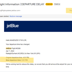 JetBlue - Flight delay