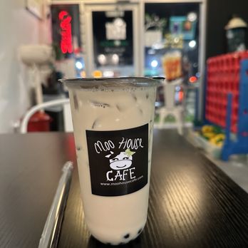 Moo House Cafe - caramel milk tea with black tea, tapioca pearls, and an extra pump of caramel. - Cafes Near Me - Spring, Texas Moo House Cafe - caramel milk tea with black tea, tapioca pearls, and an extra pump of caramel. - Cafes Near Me - Spring, Texas