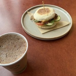 Aztec Mocha Latte And Breakfast Sandwich Aztec Mocha Latte And Breakfast Sandwich