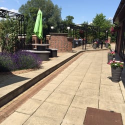 The patio on the back of the hotel.