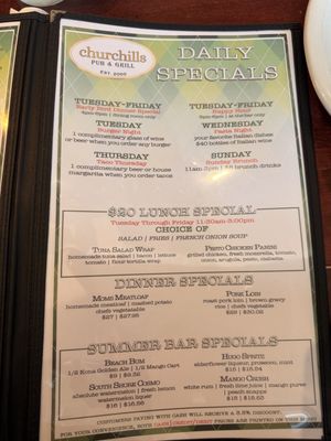 Menu photo 1 Churchill's Rockville Centre, NY