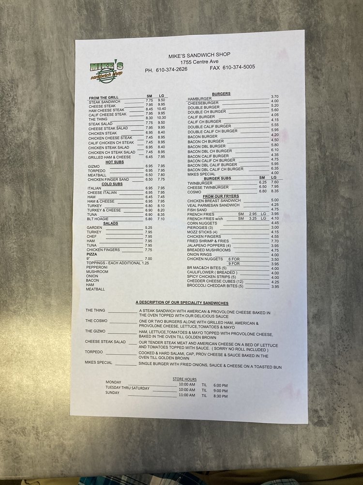 MIKE’S SANDWICH SHOP 11 Photos & 21 Reviews 1755 Centre Ave