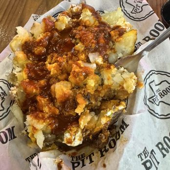 The Pit Room - Memorial - Stuffed baked potato that takes 30min to make - Barbeque Near Me - Houston, Texas The Pit Room - Memorial - Stuffed baked potato that takes 30min to make - Barbeque Near Me - Houston, Texas