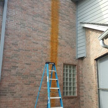 First Impressions Home Services - Rust created by the typical drip from the AC overflow pan.Special commercial chemical process removed it. - Pressure Washers Near Me - Conroe, Texas