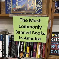 Friends of the Library Bookstore - Banned books section