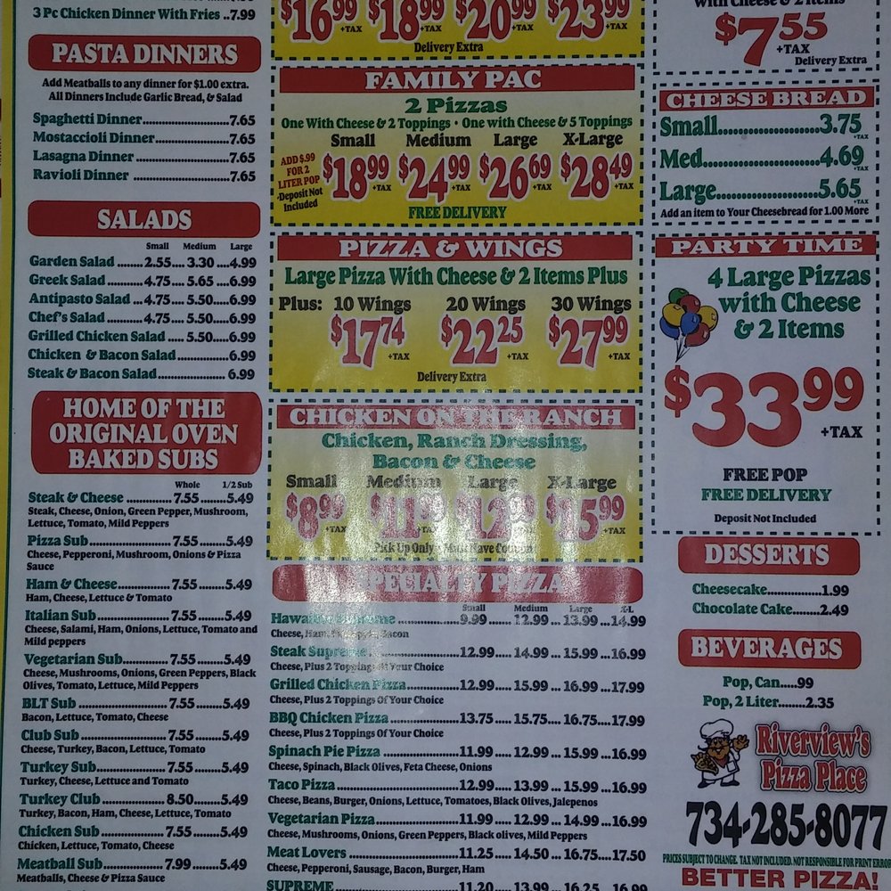 Riverview's Pizza Place - Pizza Near Me - Riverview, Michigan