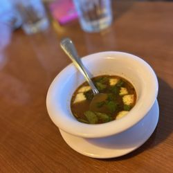 Aroi Thai Cuisine - Lunch soup of the day- Tom Yum (Hot Pot).  Wonderful