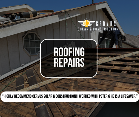 Roofing Repairs - Veteran Owned & Operated Roofing Solar Build & Electrical Contractors. Thinking of Solar? Need a roof repaired? Need a new roof? Call Cervus Roofing Repairs - Veteran Owned & Operated Roofing Solar Build & Electrical Contractors. Thinking of Solar? Need a roof repaired? Need a new roof? Call Cervus