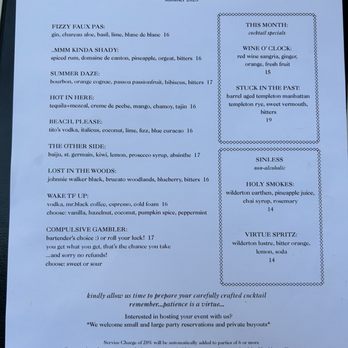 Virtue + Vice - Cocktail menu - summer 2023 - Cocktail Bars Near Me - Danville, California