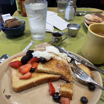 Snooze, an A.M. Eatery - My breakfast of French toast, as you can see I already had started to eat it - Breakfast & Brunch Near Me - Orange, California