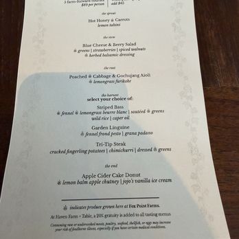 Haven Farm + Table - Tasting menu - New American Near Me - Encinitas, California