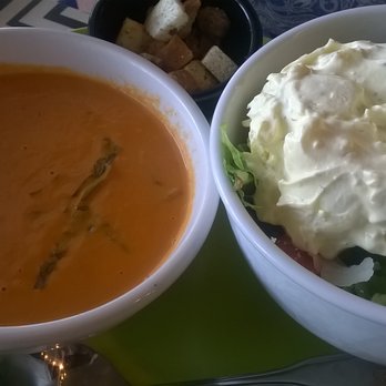 Ruth's Cafe - Combo soup & salad - tomato soup (bowl) and potato salad over mixed greens - Breakfast & Brunch Near Me - Indianapolis, Indiana Ruth's Cafe - Combo soup & salad - tomato soup (bowl) and potato salad over mixed greens - Breakfast & Brunch Near Me - Indianapolis, Indiana