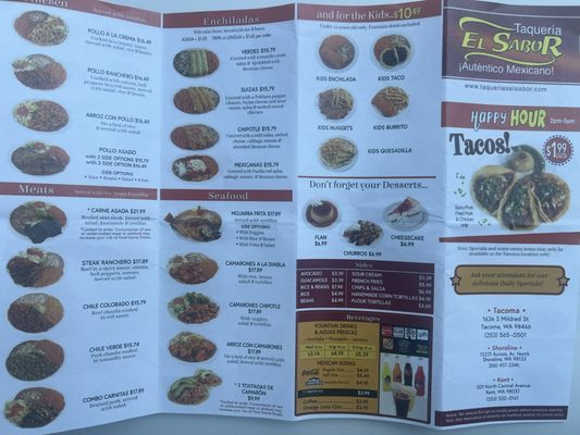 Menu photo 1 Taqueria El Sabor Tacoma, WA Menu photo 1 Taqueria El Sabor Tacoma, WA